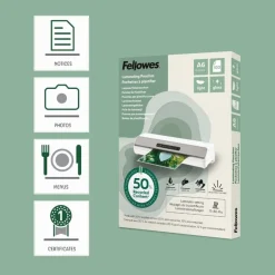Fellowes - 100 pochettes de plastification A6 - recyclé - brillantes