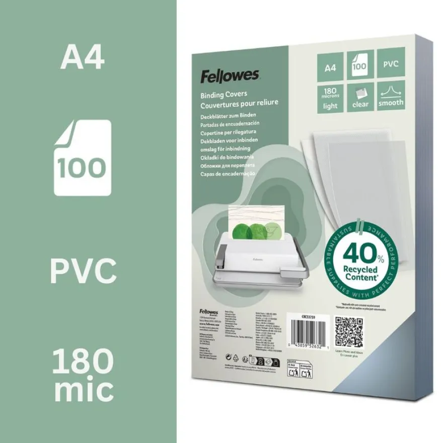 Fellowes - 100 unités - couverture à reliure PVC