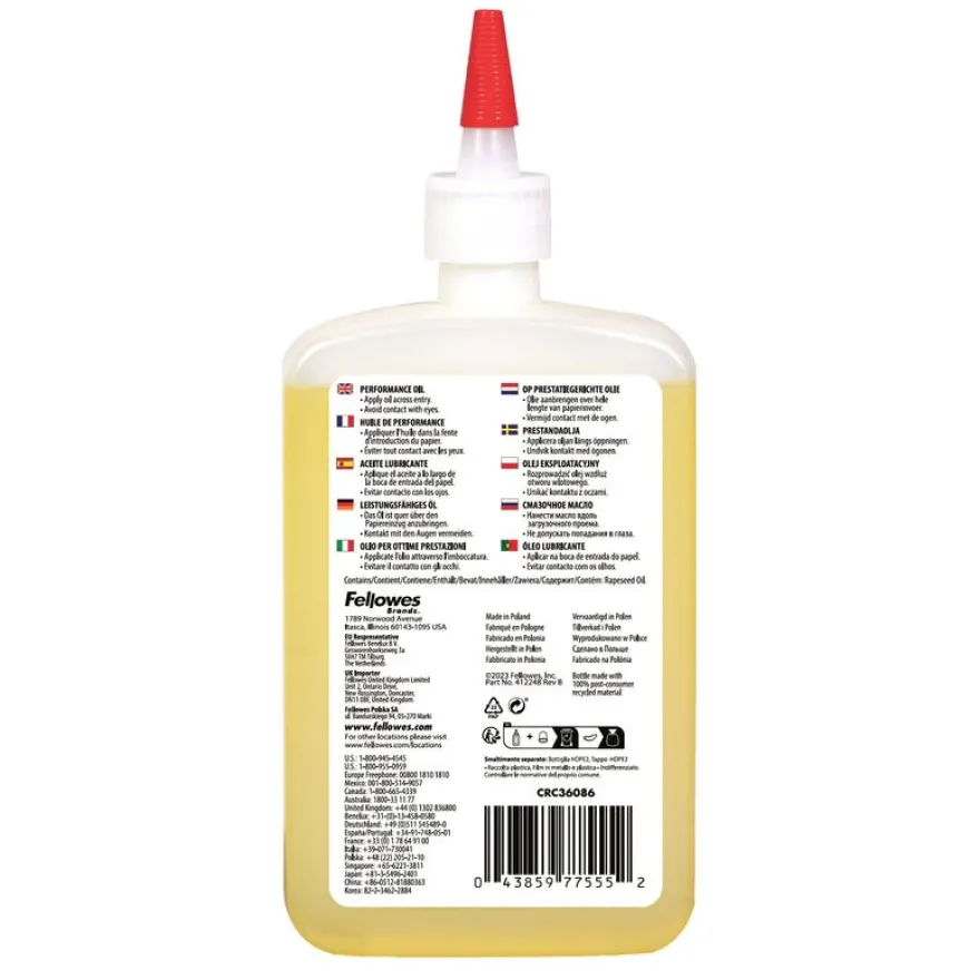 Fellowes - Huile lubrifiante pour destructeurs - 355 ml
