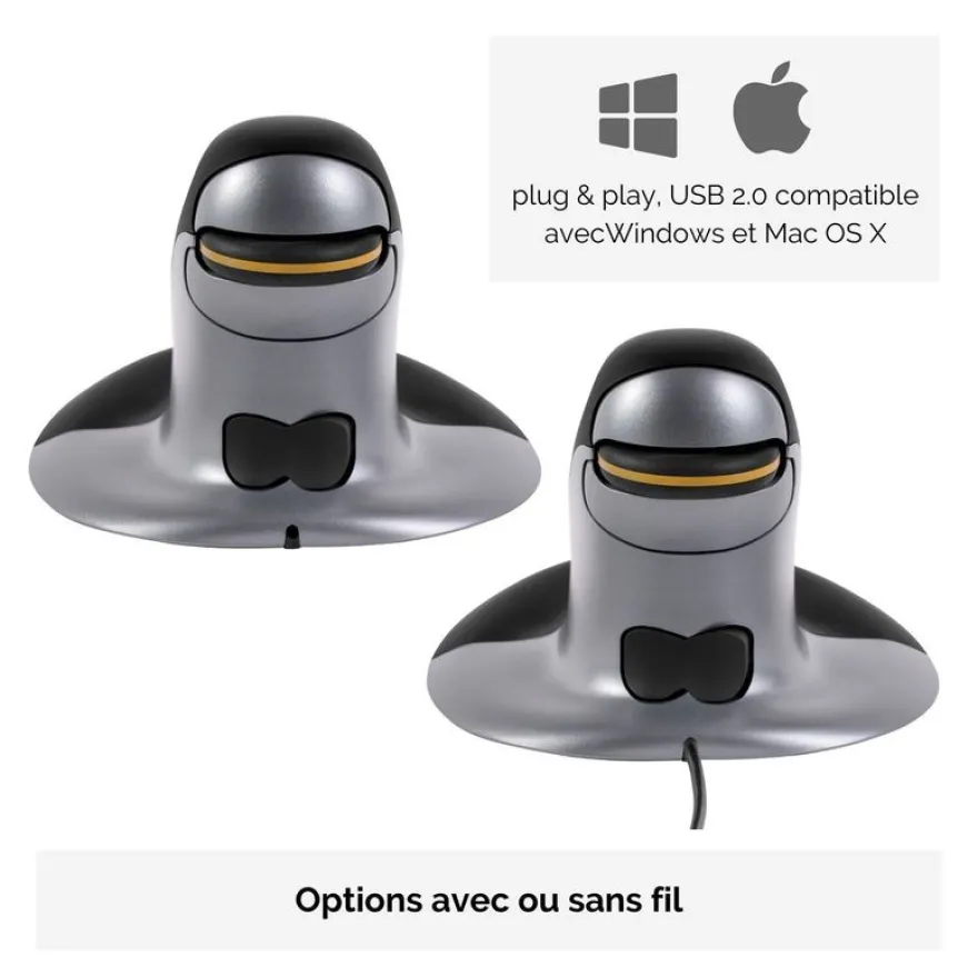 Fellowes - Souris sans fil ambidextre - Grand