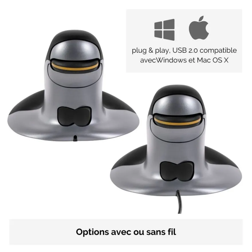 Fellowes - Souris sans fil verticale ambidextre - Medium
