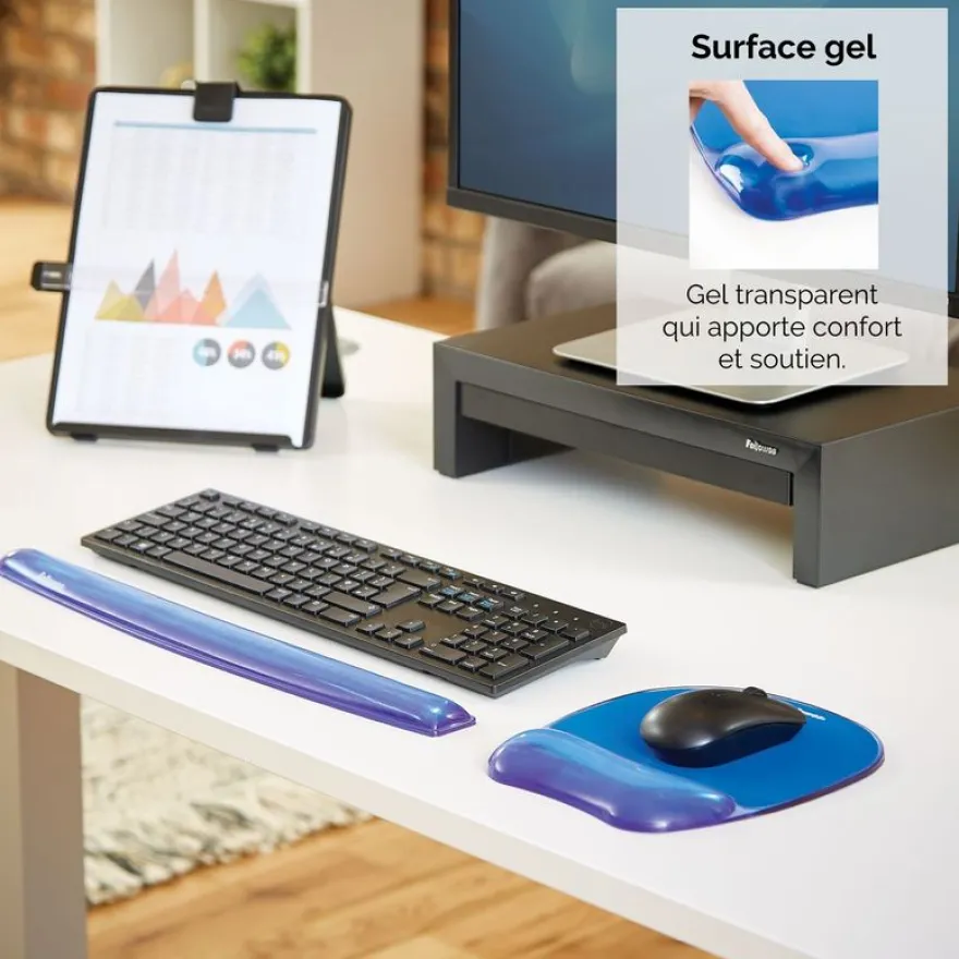 Fellowes - Tapis de souris avec repose-poignet Crystals Gel bleu