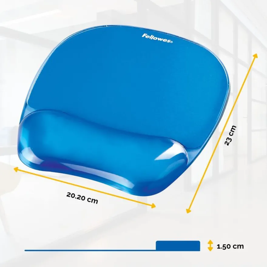 Fellowes - Tapis de souris avec repose-poignet Crystals Gel bleu