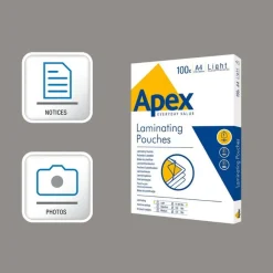 Fellowes Apex - 100 pochettes de plastifications A4 (216 x 303 mm) - 80 microns