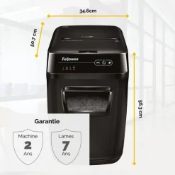 Fellowes AutoMax 200C - destructeur de documents coupe croisée - 200 feuilles - Corbeille 32 litres - anti-bourrage - destruction silencieuse