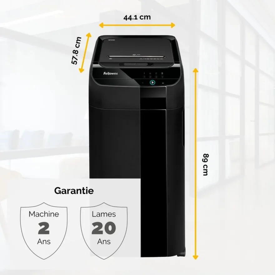 Fellowes AutoMax 550C - destructeur de documents coupe croisée - 550 feuilles - Corbeille 83 litres - anti-bourrage - destruction silencieuse