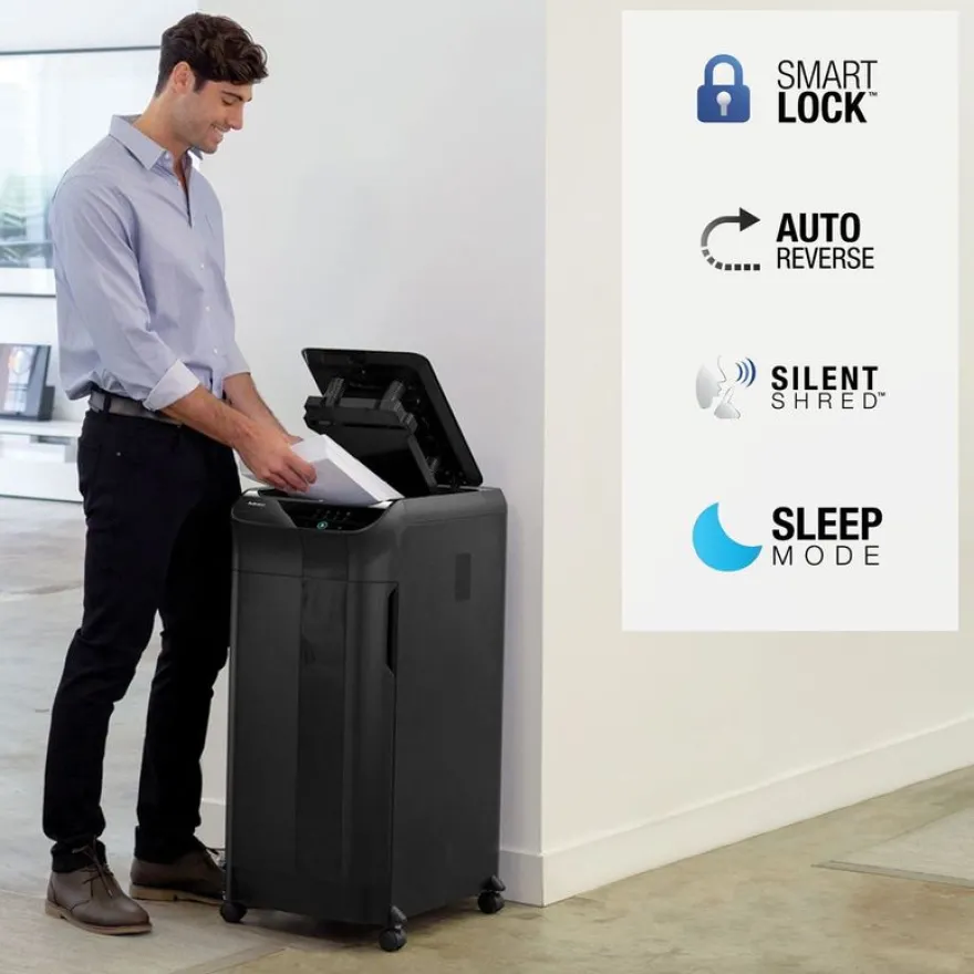 Fellowes AutoMax 350C - destructeur de documents coupe croisée - 350 feuilles - Corbeille 68 litres - anti-bourrage - destruction silencieuse