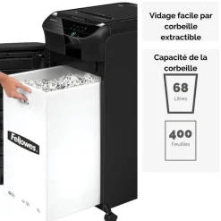 Fellowes AutoMax 350C - destructeur de documents coupe croisée - 350 feuilles - Corbeille 68 litres - anti-bourrage - destruction silencieuse