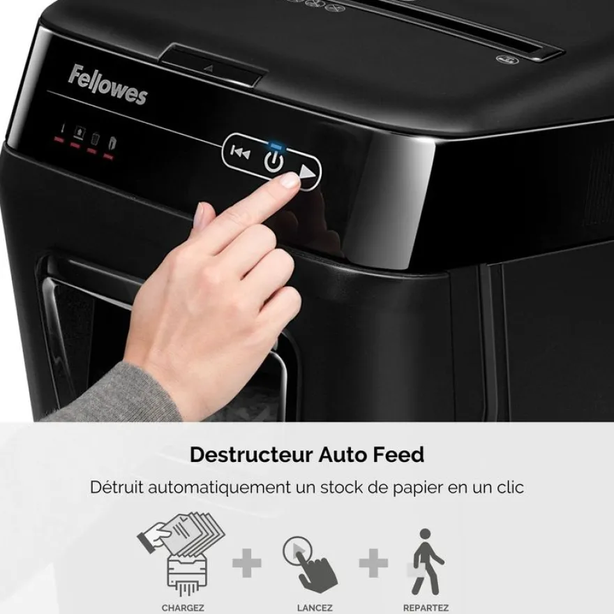 Fellowes AutoMax 150C - destructeur de documents coupe croisée - 150 feuilles - Corbeille 32 litres - anti-bourrage - destruction silencieuse