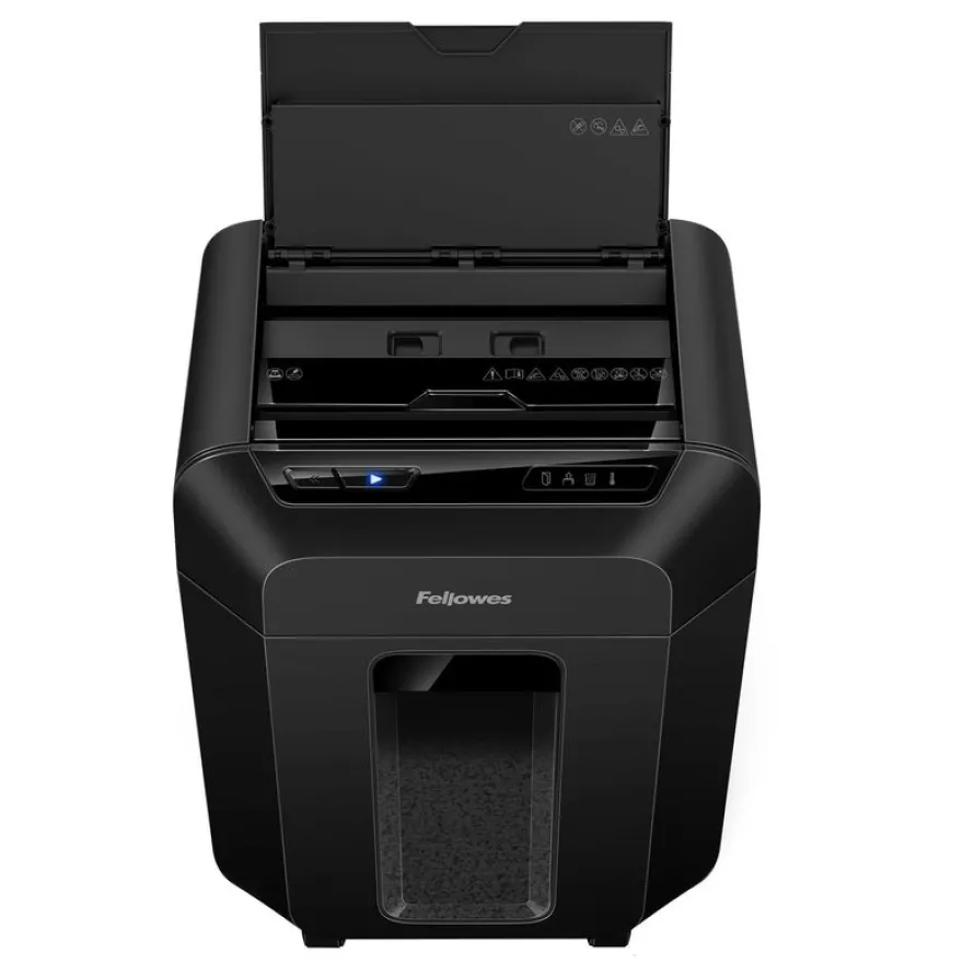 Fellowes AutoMax 90M - destructeur de documents coupe croisée mini-cut - 90 feuilles - Corbeille 17 litres