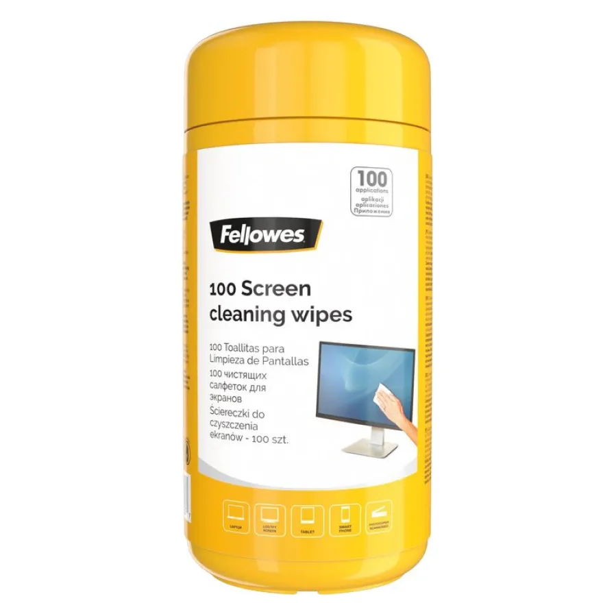 Fellowes Boîte de 100 lingettes nettoyantes pour écran