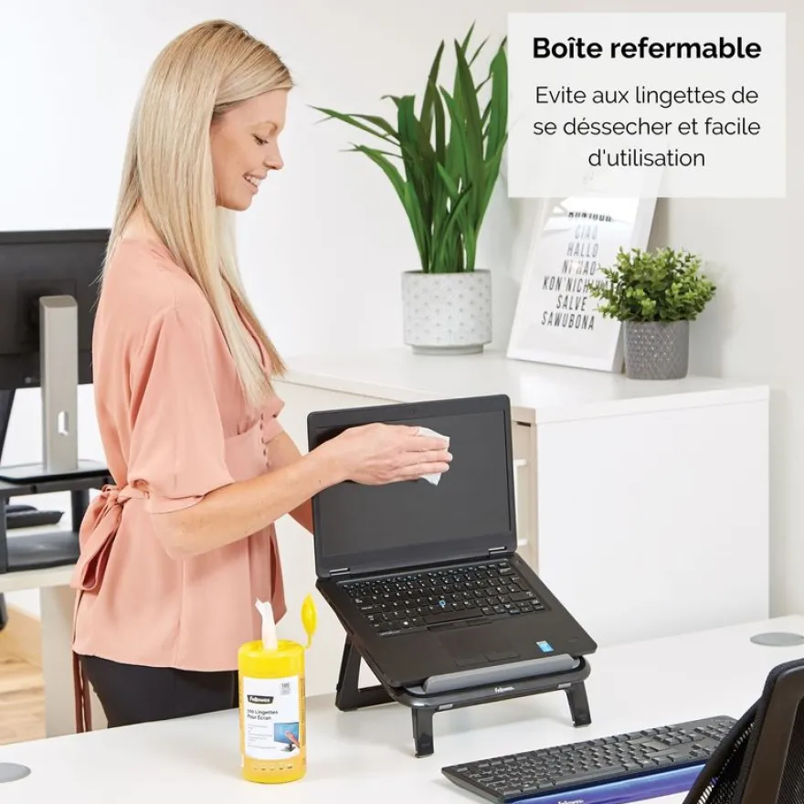 Fellowes Boîte de 100 lingettes nettoyantes pour écran