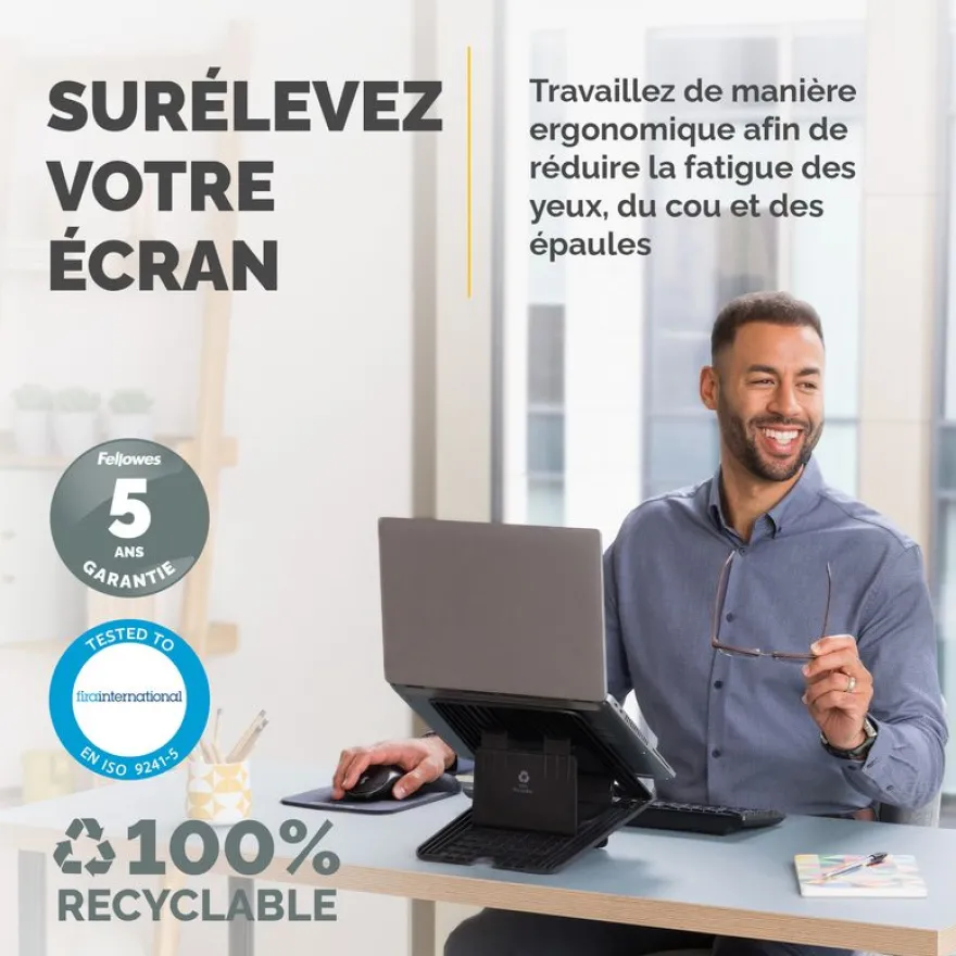 Fellowes Breyta - Support pour ordinateur portable jusqu'à 14" et 4kg - noir