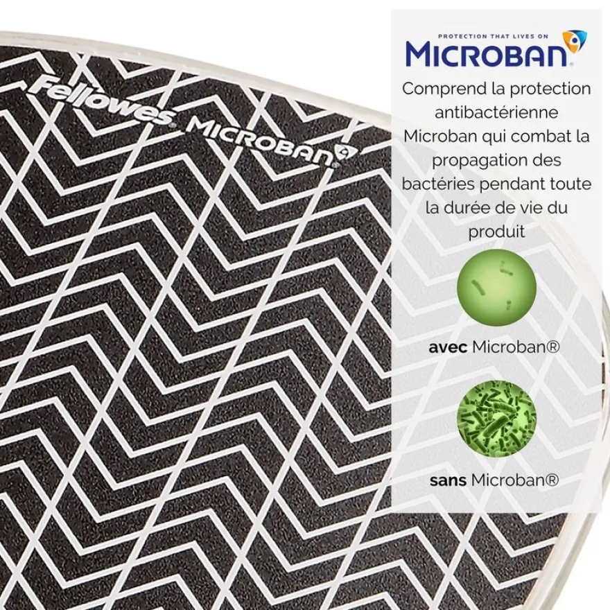 Fellowes chevron - Tapis de souris avec repose-poignet - support gel résistant - technologie anti-bactérienne Microban