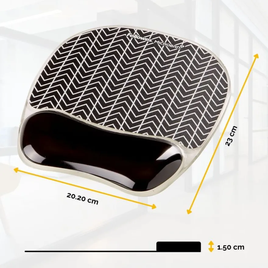 Fellowes chevron - Tapis de souris avec repose-poignet - support gel résistant - technologie anti-bactérienne Microban