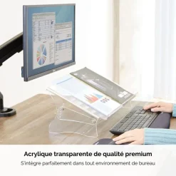 Fellowes Clarity - Porte-documents transparent - format A3 et A4 - réglable en hauteur - jusqu'à 6kg