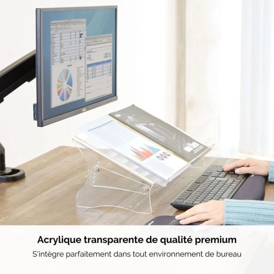 Fellowes Clarity - Porte-documents transparent - format A3 et A4 - réglable en hauteur - jusqu'à 6kg