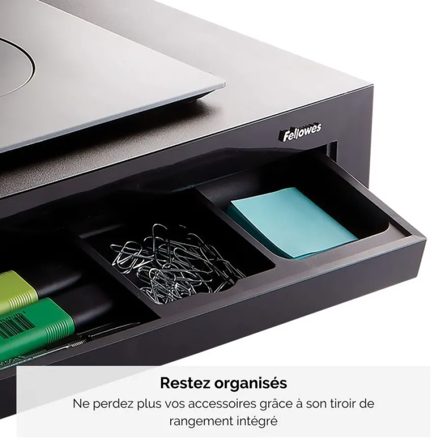 Fellowes Designer Suites - Support pour écran jusqu'à 21'' - réglable en hauteur - avec rangement - surface antidérapante