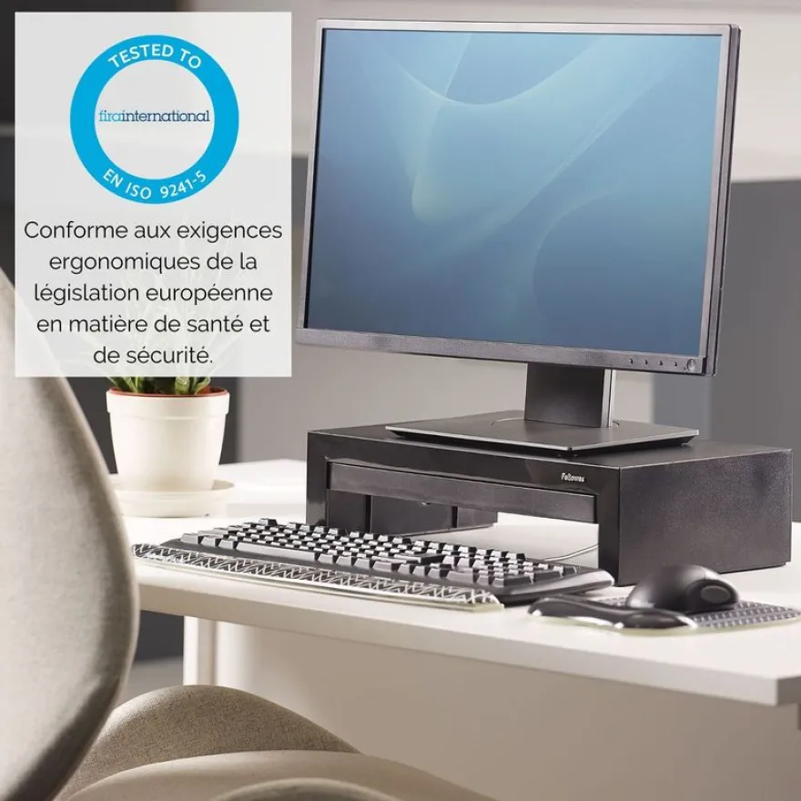 Fellowes Designer Suites - Support pour écran jusqu'à 21'' - réglable en hauteur - avec rangement - surface antidérapante
