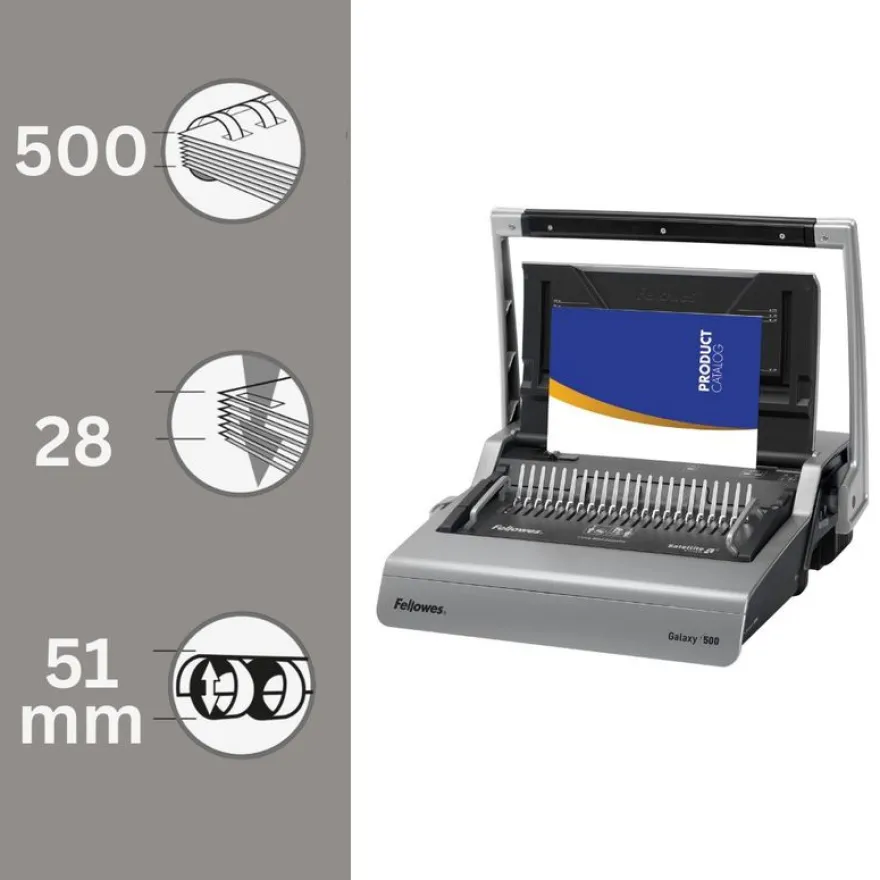 Fellowes Galaxy 500 - machine à relier / relieuse perforeuse manuelle - perfore 28 feuilles - relie 500f