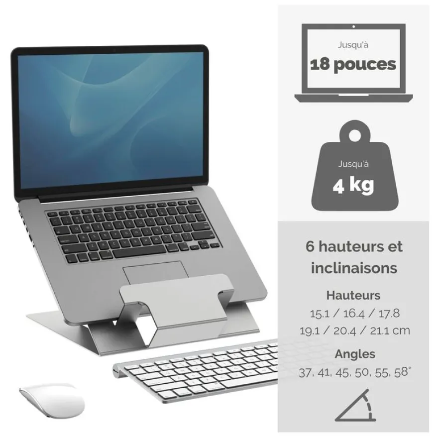 Fellowes Hylyft - Support pour ordinateur portable pliable - réglable en hauteur sans effort - base antidérapante