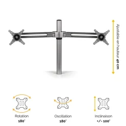 Fellowes Lotus - Kit bras porte-écrans double pour station assis-debout Lotus
