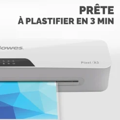 Fellowes Pixel - Plastifieuse A3 - de 80 à 125 microns, à chaud et à froid - anti-bourrage - temps de chauffe rapide