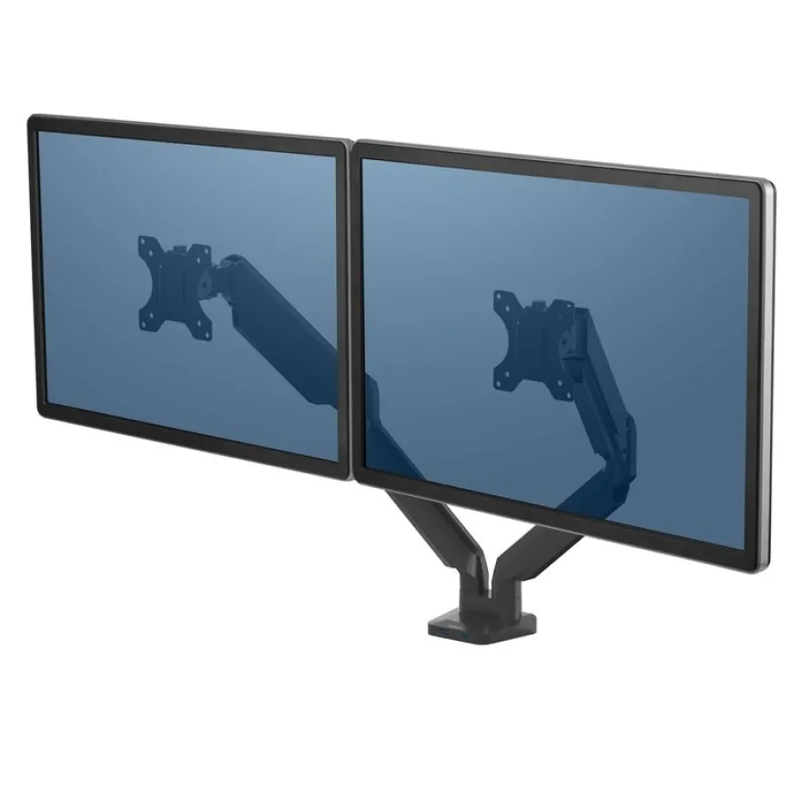 Fellowes Platinum series - Bras porte écran double réglable - fixation sur bureau - noir