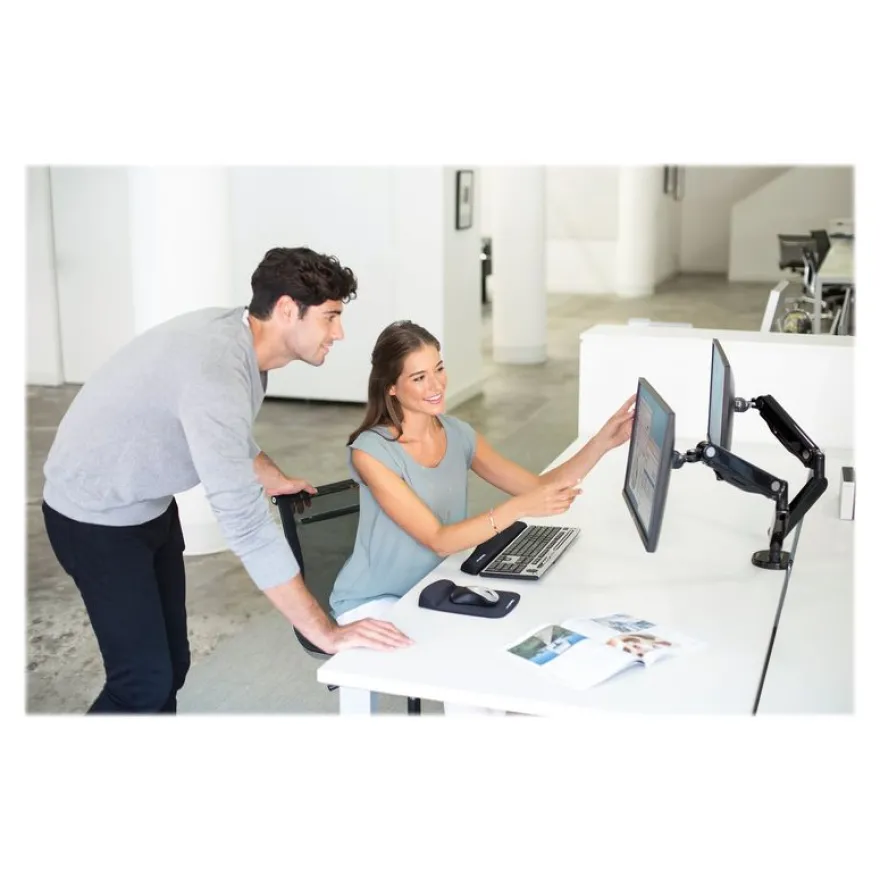 Fellowes Platinum series - Bras porte écran double réglable - fixation sur bureau - noir