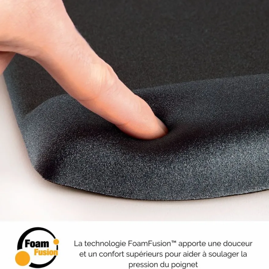 Fellowes PlushTouch - Tapis de souris / repose-poignets ergonomique - noir - protection anti-bactérienne Microban - surface douce et antidérapante