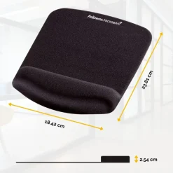 Fellowes PlushTouch - Tapis de souris / repose-poignets ergonomique - noir - protection anti-bactérienne Microban - surface douce et antidérapante