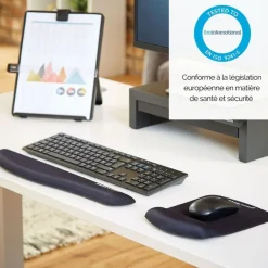Fellowes PlushTouch - Tapis de souris / repose-poignets ergonomique - noir - protection anti-bactérienne Microban - surface douce et antidérapante