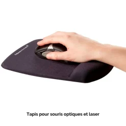 Fellowes PlushTouch - Tapis de souris / repose-poignets ergonomique - noir - protection anti-bactérienne Microban - surface douce et antidérapante