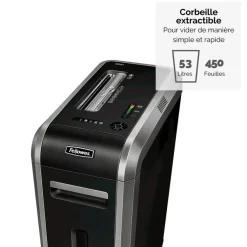 Fellowes Powershred 125Ci - destructeur de documents coupe croisée - 20 feuilles - Corbeille 53 litres - sécurité SafeSense