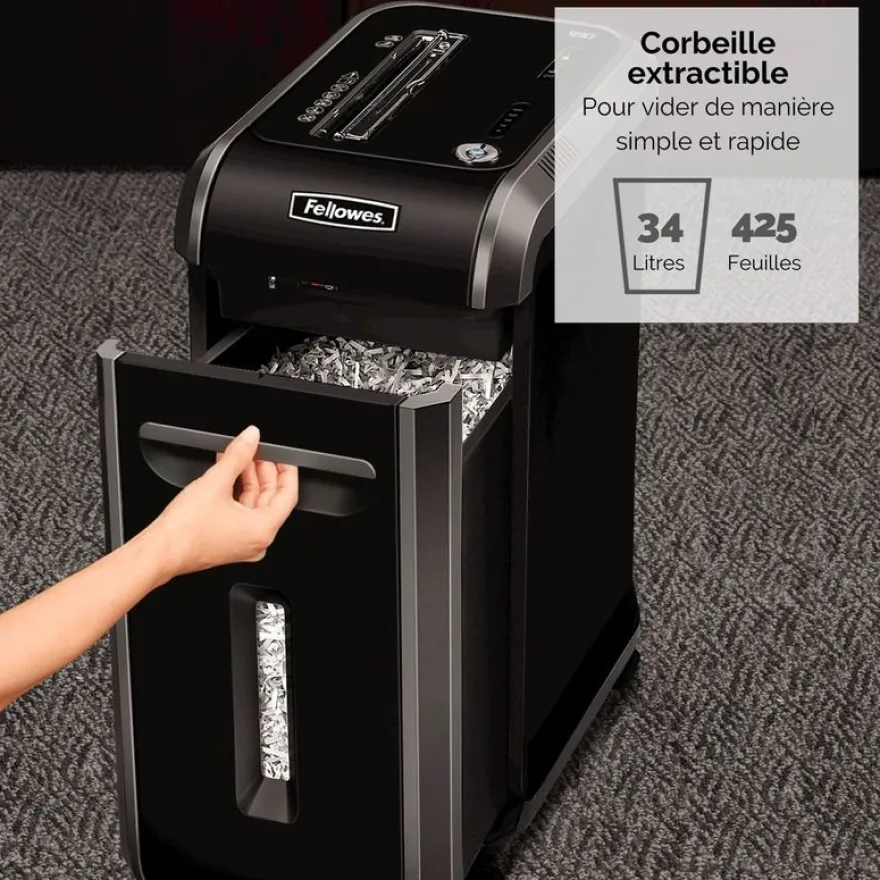 Fellowes Powershred 99Ci - destructeur de documents coupe croisée - 18 feuilles - Corbeille 34 litres - anti-bourrage - sécurité SafeSense