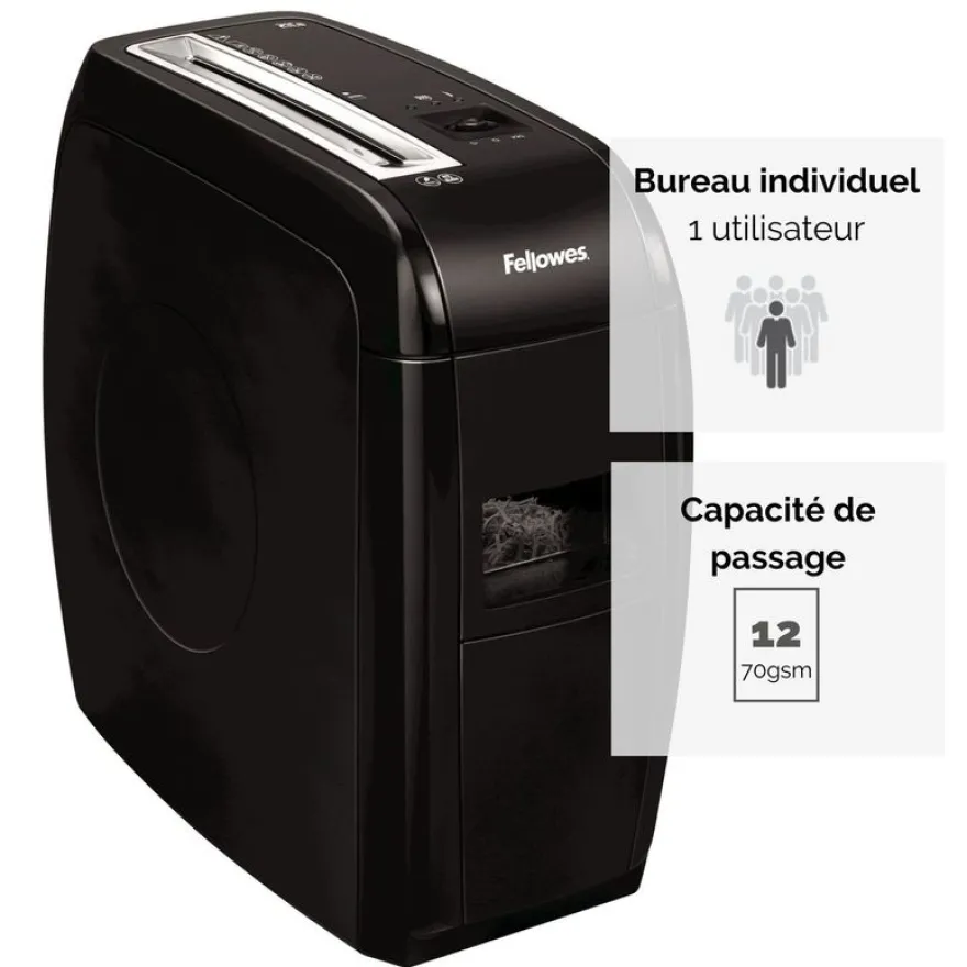 Fellowes Powershred 21Cs - destructeur de documents coupe croisée - 12 feuilles - Corbeille 15 litres - sécurité SafeSense