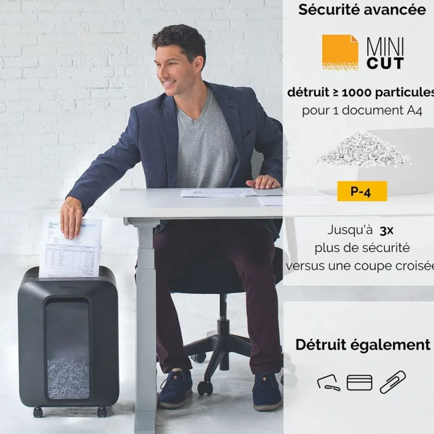 Fellowes Powershred LX200 - destructeur de documents coupe croisée mini-cut - 12 feuilles - Corbeille 22 litres