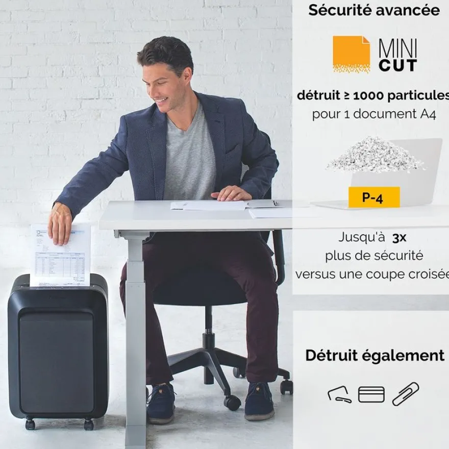 Fellowes Powershred LX210 - destructeur de documents coupe croisée mini-cut - 16 feuilles - Corbeille 23 litres