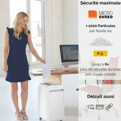 Fellowes Powershred LX221 - destructeur de documents coupe croisée microparticules - 20 feuilles - Corbeille 30 litres - blanc