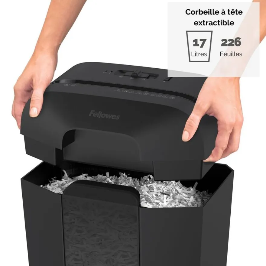 Fellowes Powershred LX45 - destructeur de documents coupe croisée - 8 feuilles - Corbeille 17 litres - verrouillage de sécurité