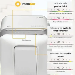 Fellowes Powershred LX201 - destructeur de documents coupe croisée microparticules - 12 feuilles - Corbeille 22 litres - blanc