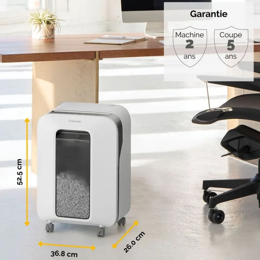 Fellowes Powershred LX201 - destructeur de documents coupe croisée microparticules - 12 feuilles - Corbeille 22 litres - blanc