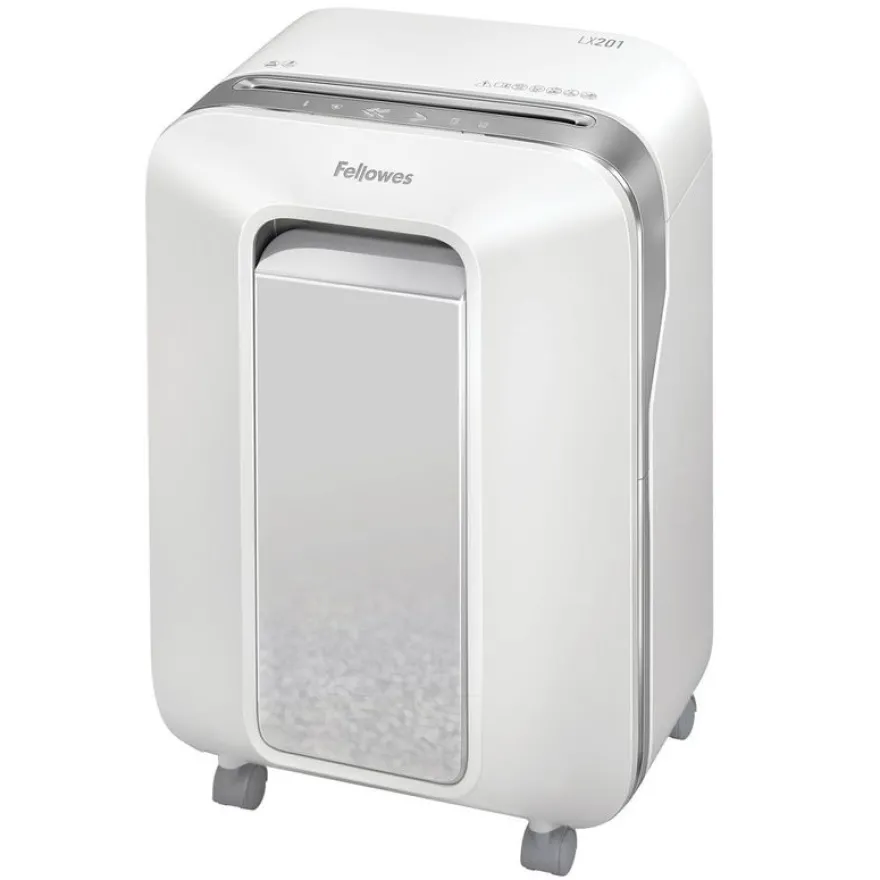 Fellowes Powershred LX201 - destructeur de documents coupe croisée microparticules - 12 feuilles - Corbeille 22 litres - blanc
