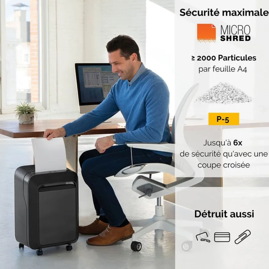 Fellowes Powershred LX211 - destructeur de documents coupe croisée microparticules - 15 feuilles - Corbeille 23 litres - noir