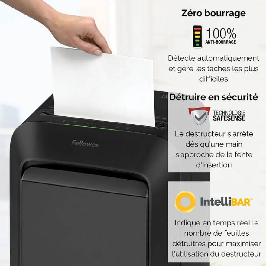 Fellowes Powershred LX211 - destructeur de documents coupe croisée microparticules - 15 feuilles - Corbeille 23 litres - noir