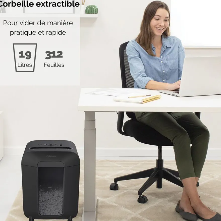 Fellowes Powershred LX85 - destructeur de documents coupe croisée - 12 feuilles - Corbeille 19 litres - sécurité SafeSense