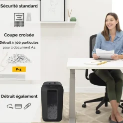 Fellowes Powershred LX65 - destructeur de documents coupe croisée - 10 feuilles - Corbeille 22 litres - noir
