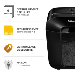 Fellowes Powershred LX25 - Destructeur de documents coupe croisée - 6 feuilles - Corbeille 11,5 litres