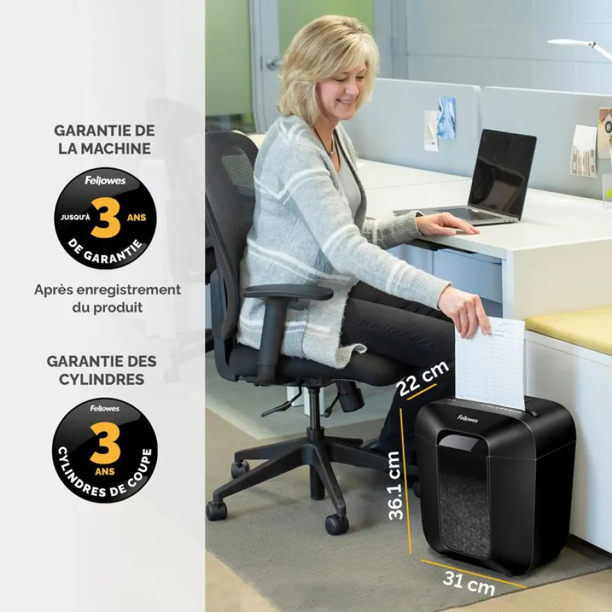 Fellowes Powershred LX25 - Destructeur de documents coupe croisée - 6 feuilles - Corbeille 11,5 litres