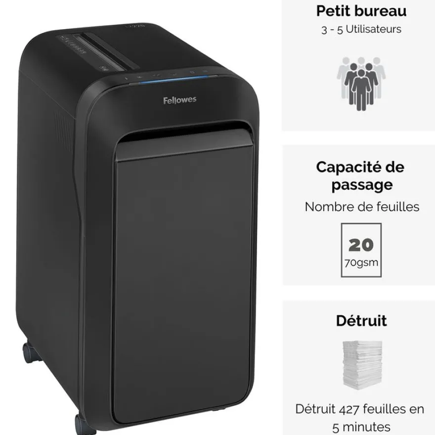 Fellowes Powershred LX220 - destructeur de documents coupe croisée mini-cut - 20 feuilles - Corbeille 30 litres